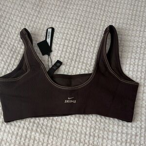 SKIMS Chocolate Ribbed Sports Bra